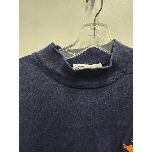 Vintage Looney Tunes Classic Mens Top XL Navy Mock Neck Long Sleeve Characters - Picture 3 of 8